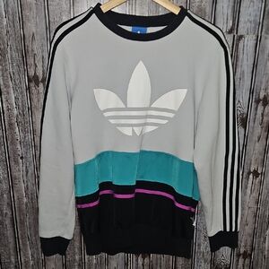 Adidas Gray and Turquoise Crewneck